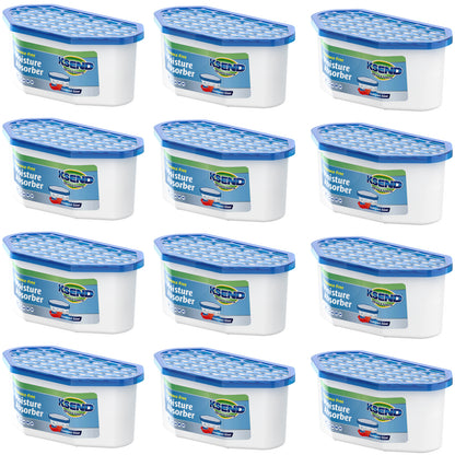 Ksend Moisture Absorbers, 12 Pack, Compact Dehumidifier for Closet, Efficient Humidity Absorber Boxes, Moisture Absorber for Closet, Odor Eliminator with Fragrance Free, Blue, 9.8oz, 500ml