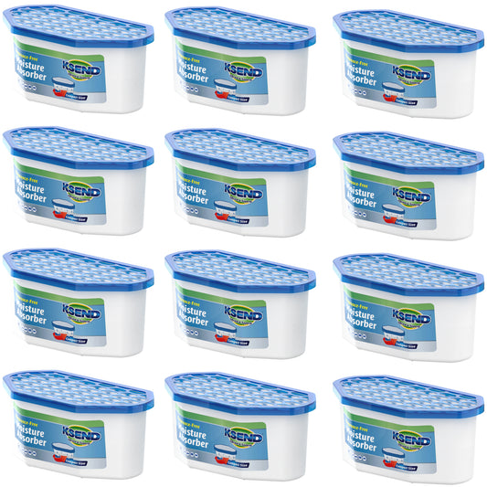 Ksend Moisture Absorbers, 12 Pack, Compact Dehumidifier for Closet, Efficient Humidity Absorber Boxes, Moisture Absorber for Closet, Odor Eliminator with Fragrance Free, Blue, 9.8oz, 500ml