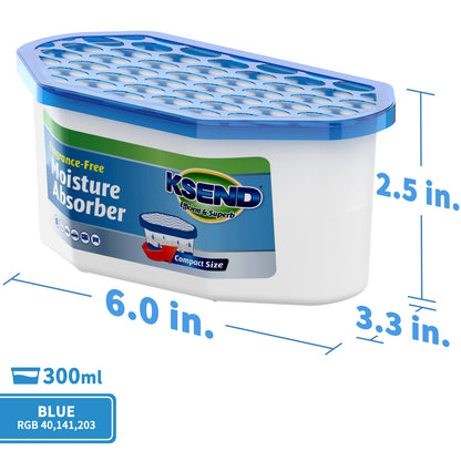 Ksend Moisture Absorbers, 12 Pack, Compact Dehumidifier for Closet, Efficient Humidity Absorber Boxes, Moisture Absorber for Closet, Odor Eliminator with Fragrance Free, Blue, 9.8oz, 500ml