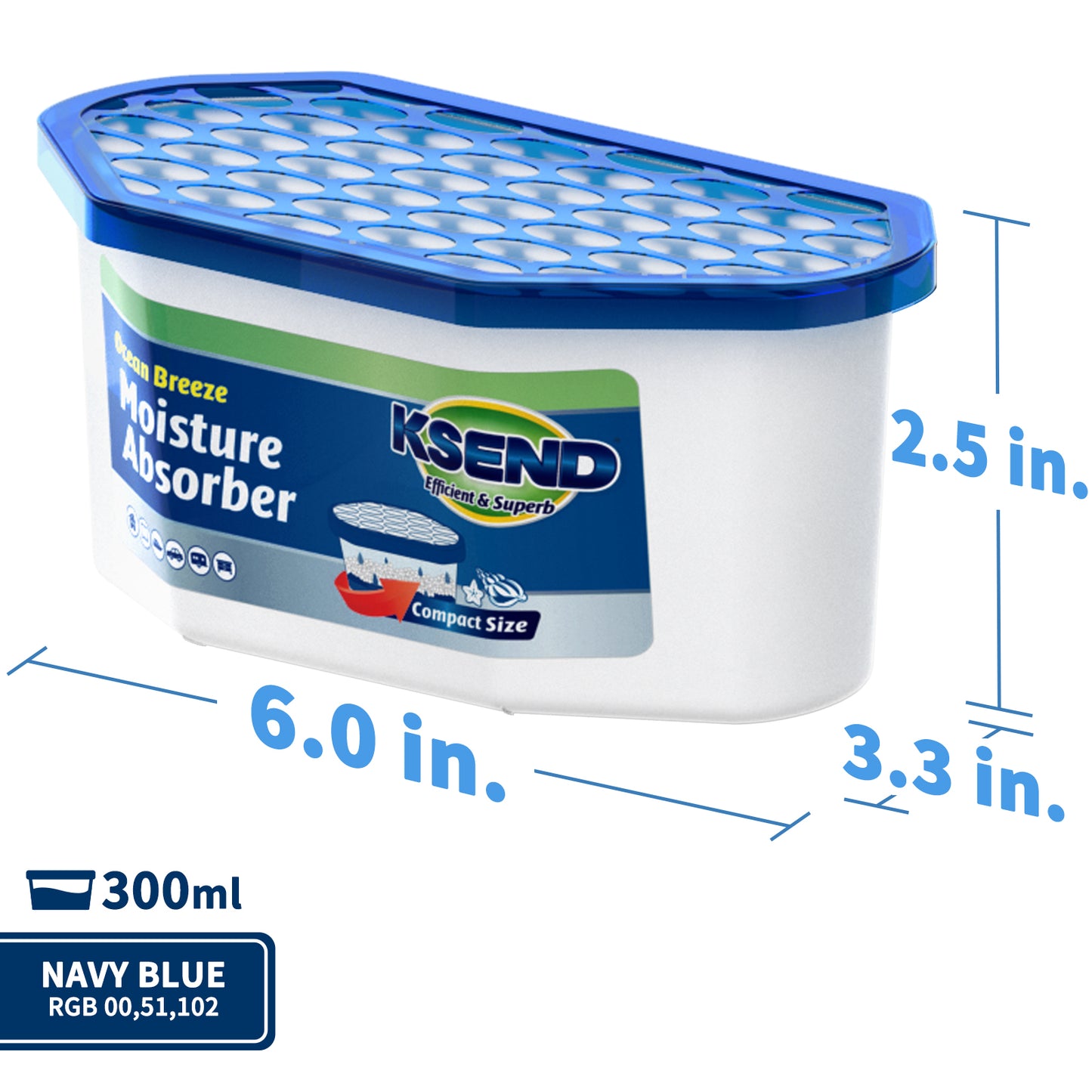 Ksend Moisture Absorbers, 12 Pack, Compact Dehumidifier for Closet, Efficient Humidity Absorber Boxes, Moisture Absorber for Closet, Odor Eliminator with Fragrance Free, Blue, 9.8oz, 500ml