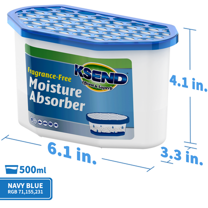 Ksend Moisture Absorbers, 12 Pack, Compact Dehumidifier for Closet, Efficient Humidity Absorber Boxes, Moisture Absorber for Closet, Odor Eliminator with Fragrance Free, Blue, 9.8oz, 500ml